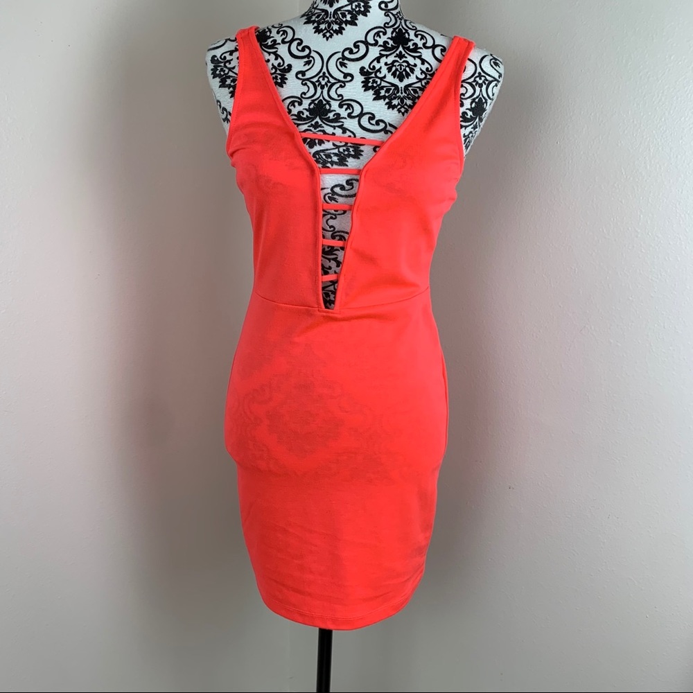 Charlotte Russe Coral Low Cut Party Dress🌺